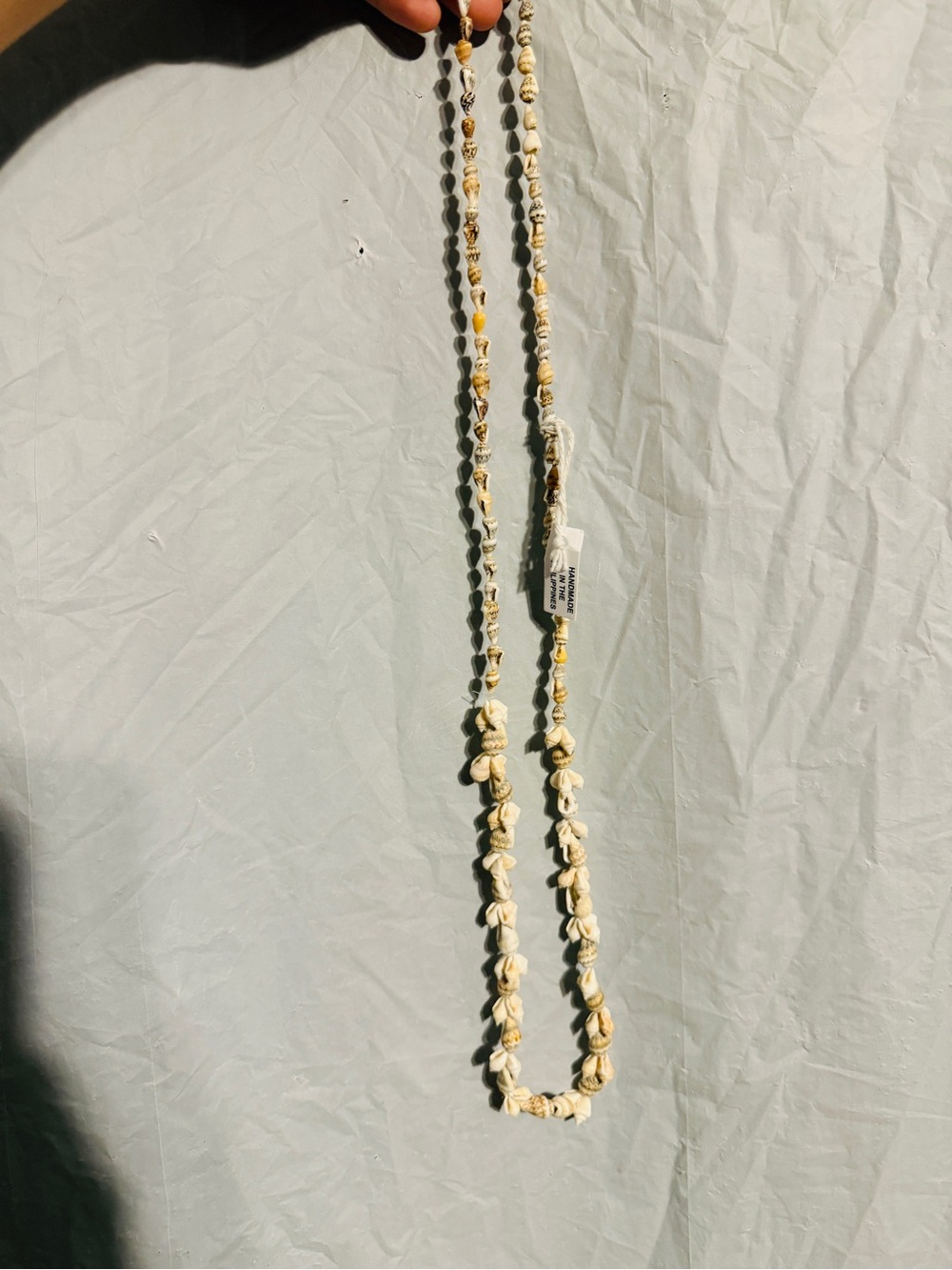 Vintage Style Handmade Philippines Natural Seashell Necklace 30” Boho Coastal